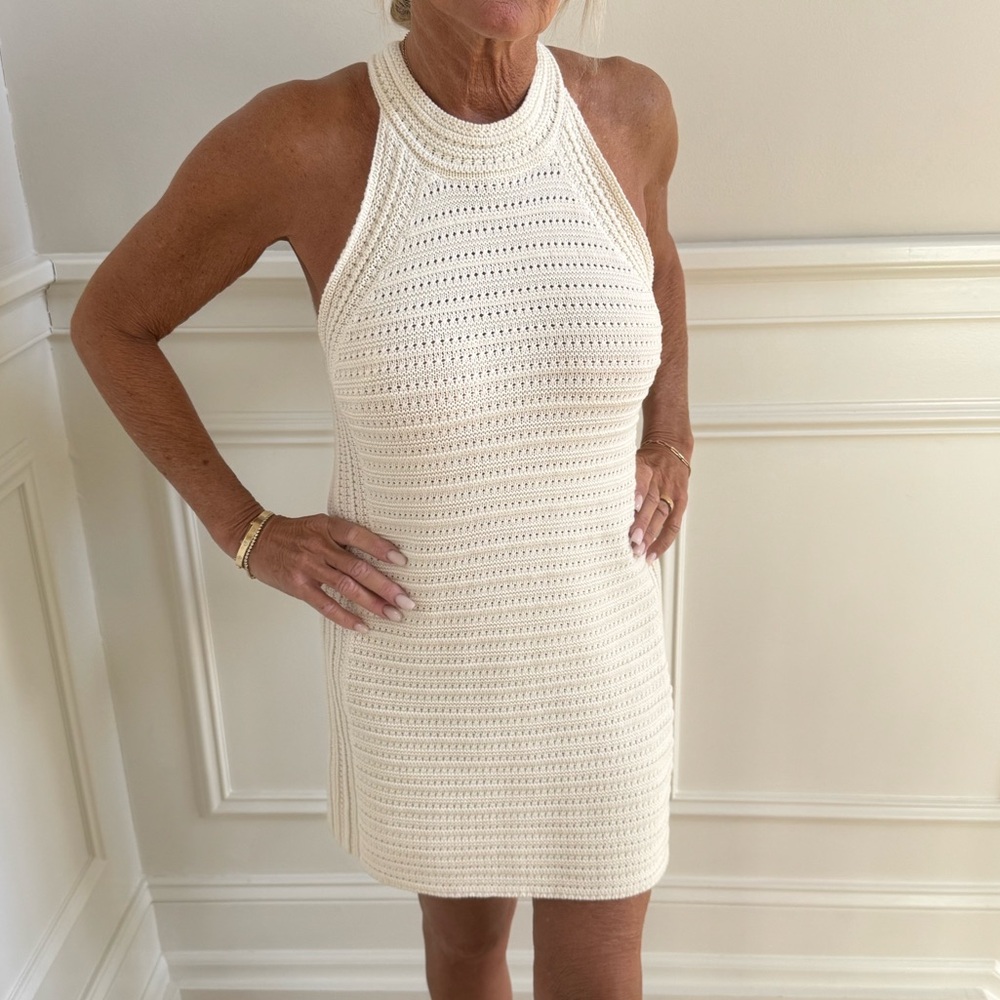 GAP Cream Crochet Halter Dress, XS